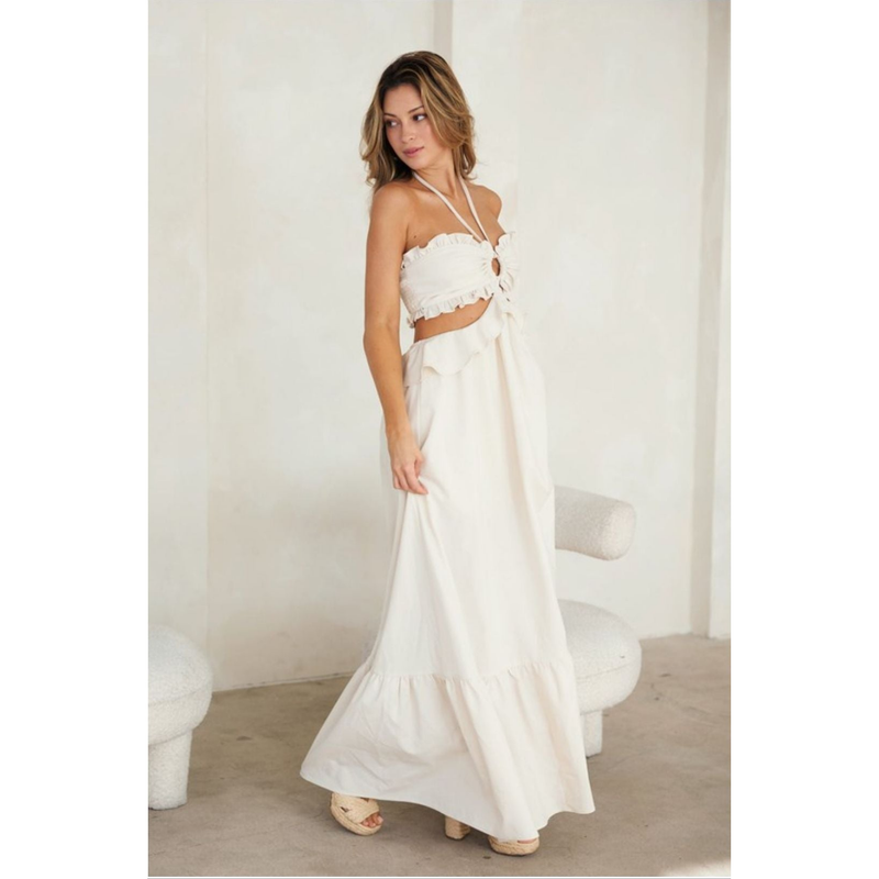 Chic Ivory Maxi Halter Dress