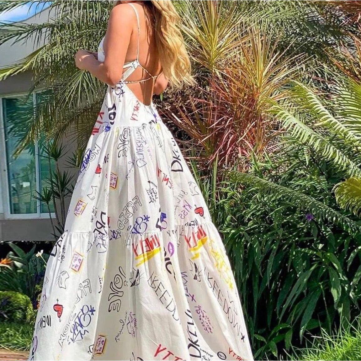 graffiti maxi dress Graffiti Nights Maxi Dress with Pockets The Pretty Fox Boutique LLC
