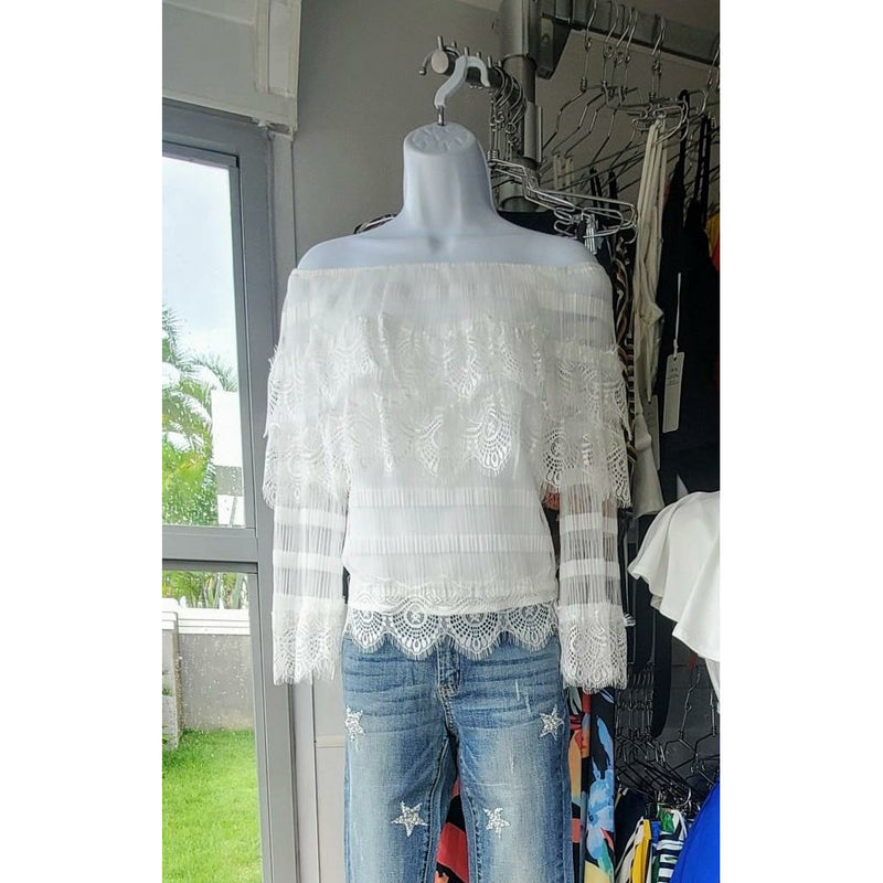 White Lace Offshoulder Blouse