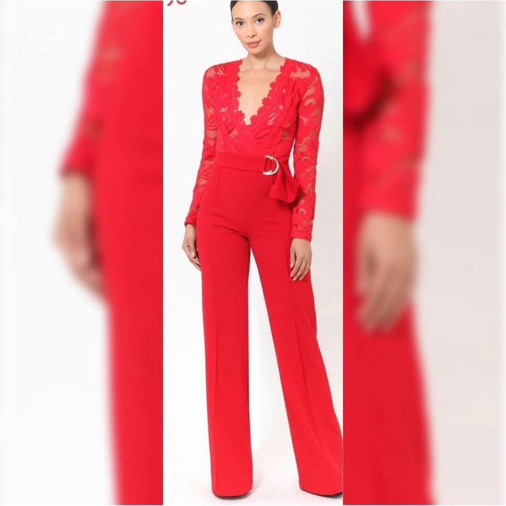 Red Lace Jumpsuit