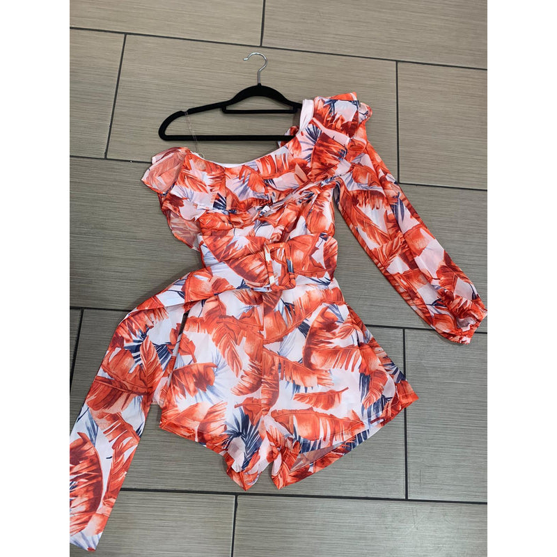 Red Floral Romper