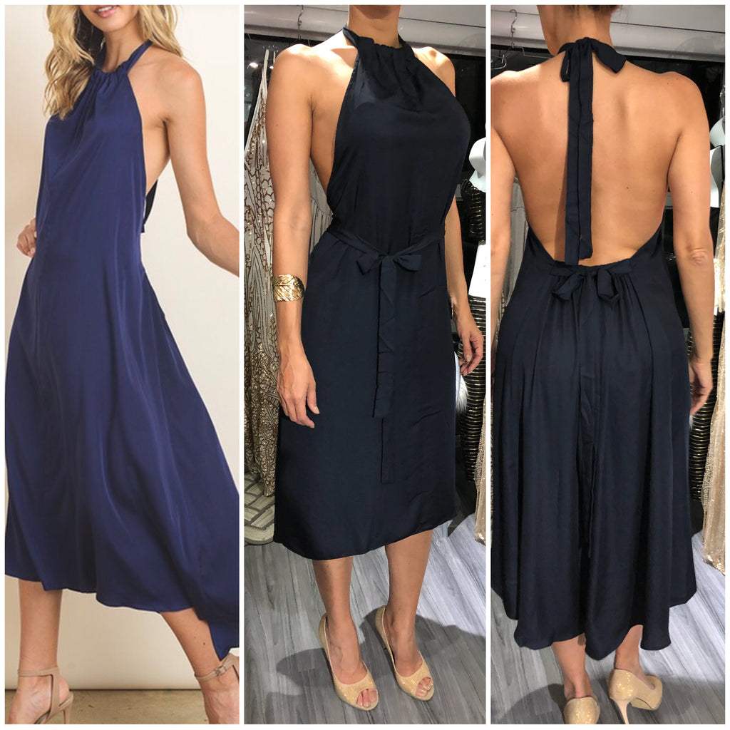 Halter Backless Midi Dress