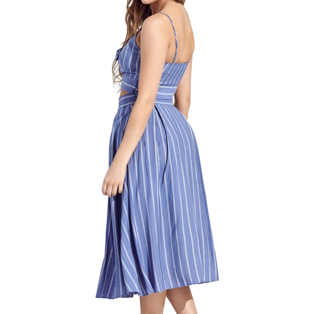 Blue Stripes Skirt Set