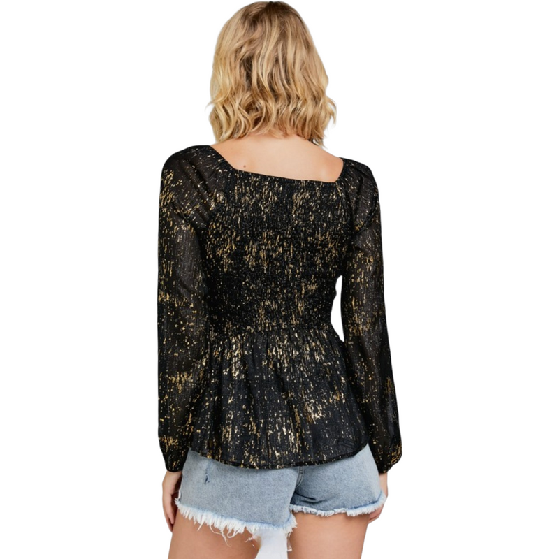 Black with Gold Dust Blouse