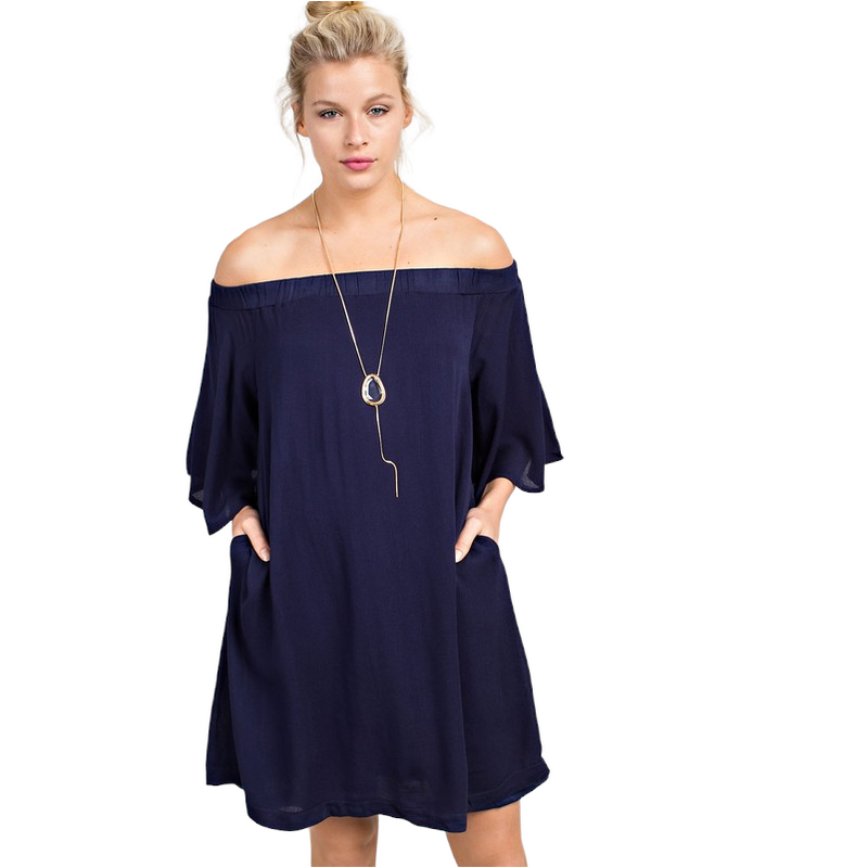 Navy Offshoulder Dress