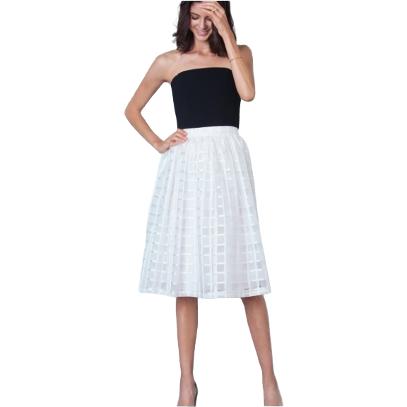 Sheer Block Full Midi Skirt