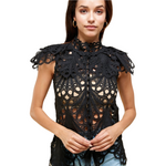 Black Eyelet Crochet Top