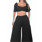 Offshoulder Crop Black Set