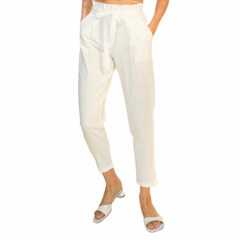 White Paperbag Pant