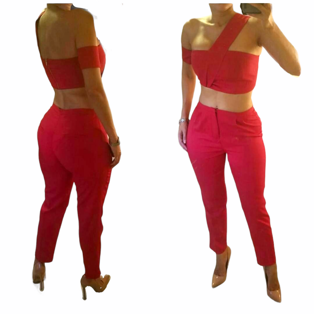 Red Pencil Pants Set