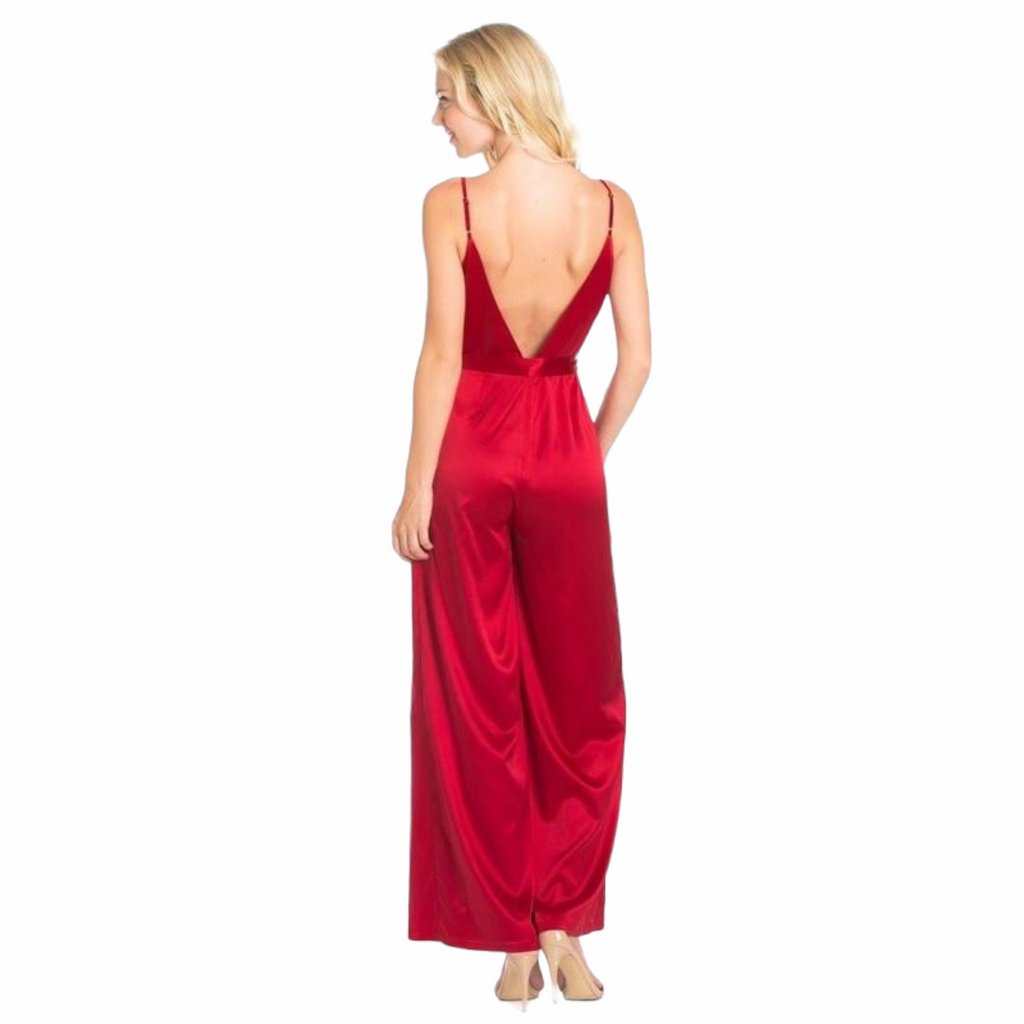 Red Satin Jumpsuit