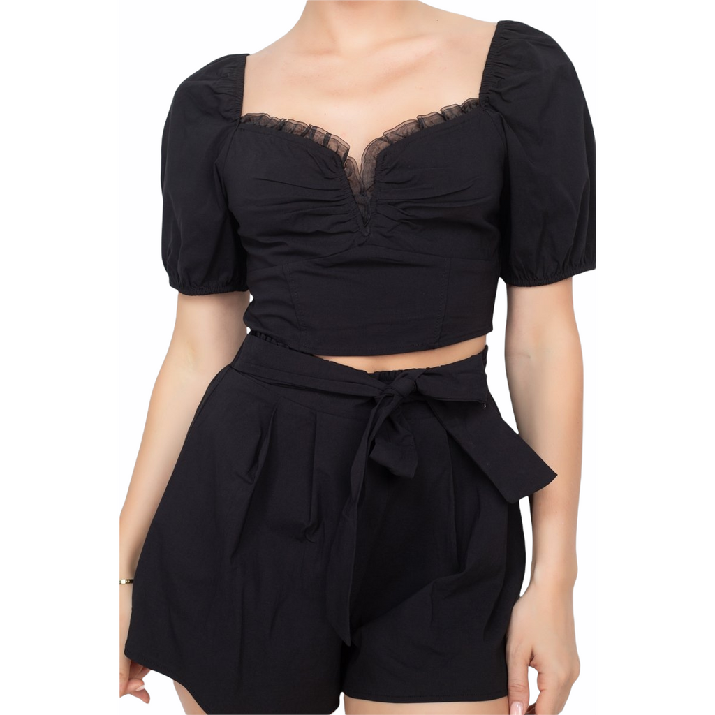 Black Crop Top and Short Set