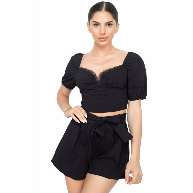 Black Crop Top and Short Set