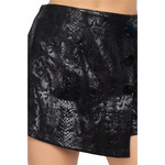 Black Snakeskin Front Wrap Shorts