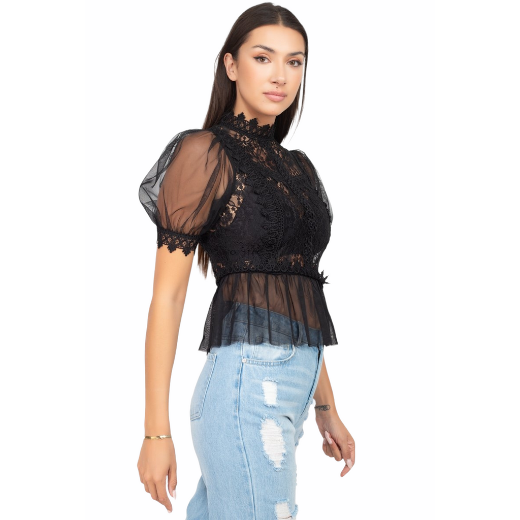 Lace Mock Neck Top