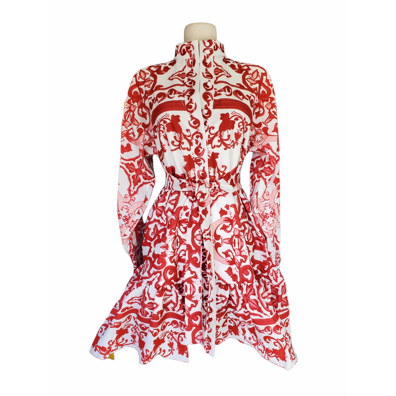 Red Print Midi Dress