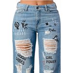 Graffiti Wide Leg Jeans