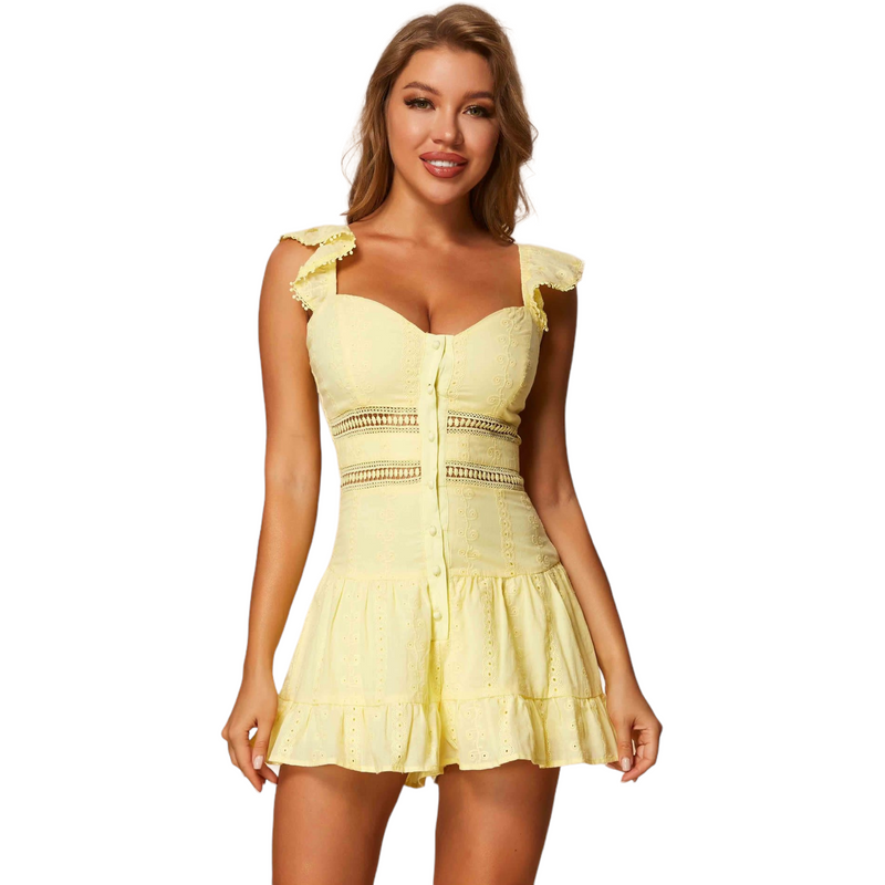 Yellow Eyelet Romper