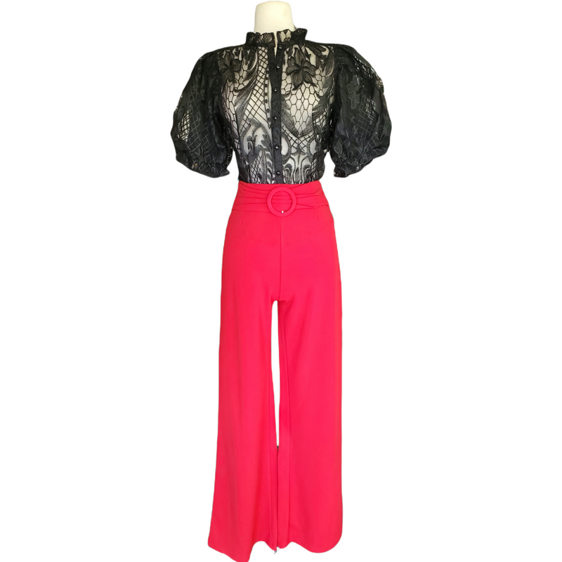 Red Belted Palazzo Pant