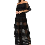 Black Mesh Tired Maxi