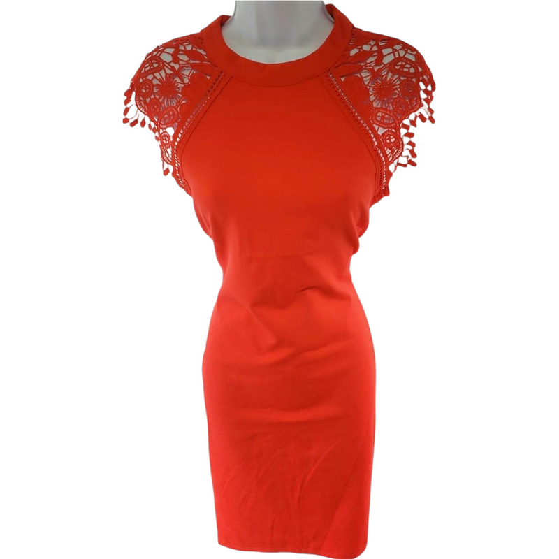 Red Crochet Sleeve Dress