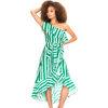 One Shoulder Green Stripes Dress