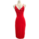 Red Ruffles Midi Dress