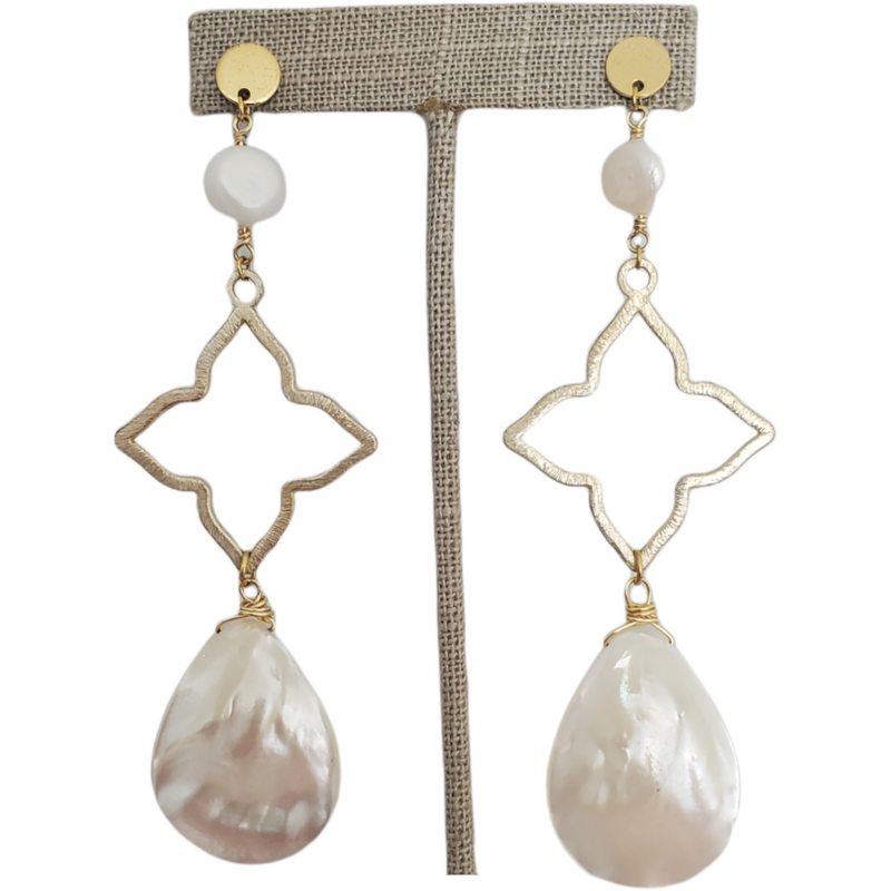 Mother of Pearl Gold Dangle Earrings