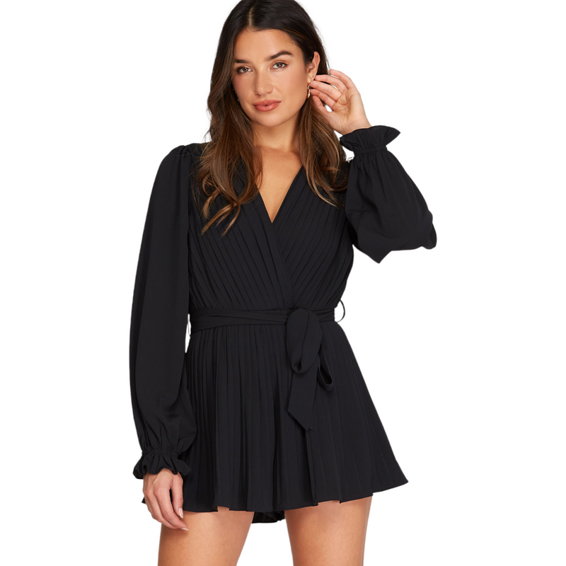 Black Pleated Romper