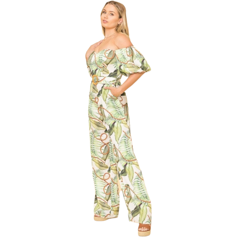 Leaf Rope Print Jumpsuit