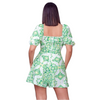 Green Print Lace Up Romper