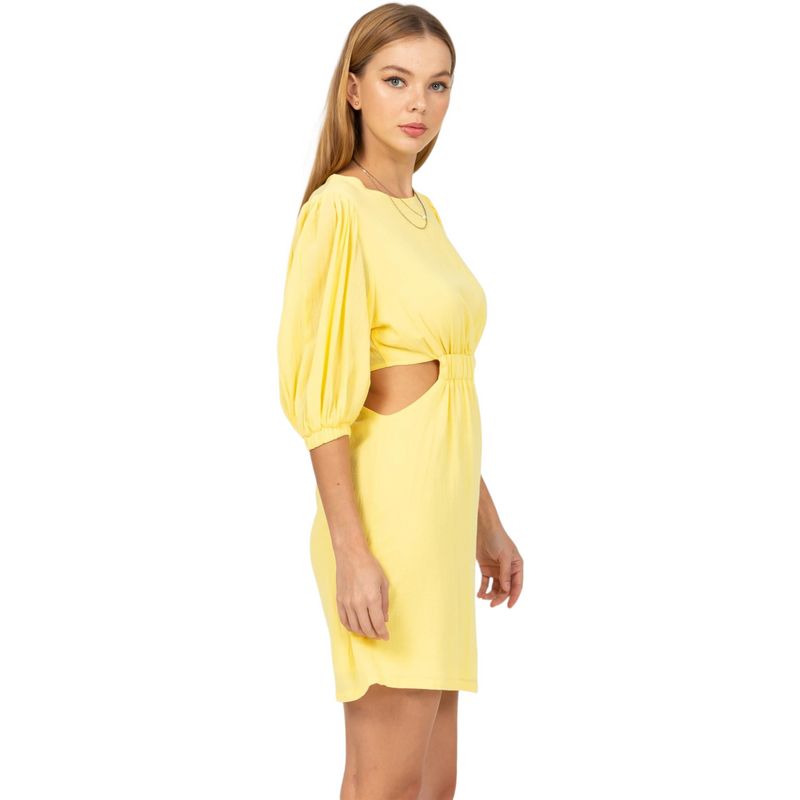 Yellow Cut Out Mini Dress
