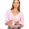 Pink Striped Ruched Crop Top