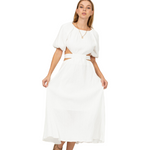 Cut Out Midi Dress White