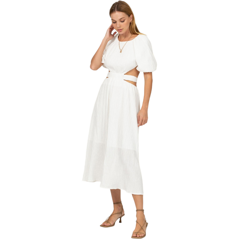 Cut Out Midi Dress White