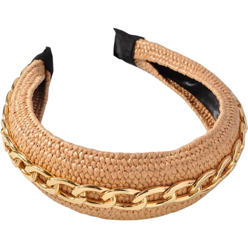 Gold Chain Raffia Headband