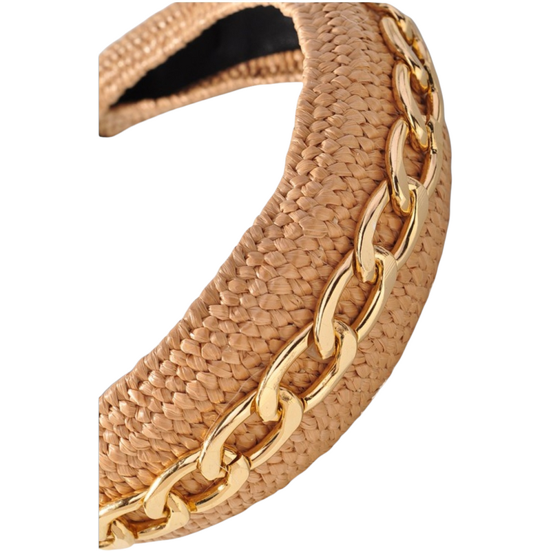 Gold Chain Raffia Headband