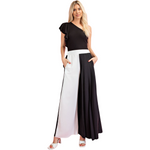 Color Block Pleated White and Black Pants