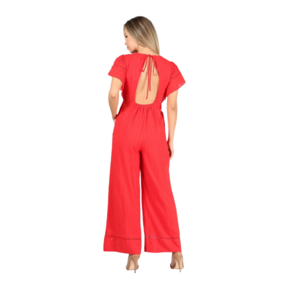 Red Open Back Jumpsuit