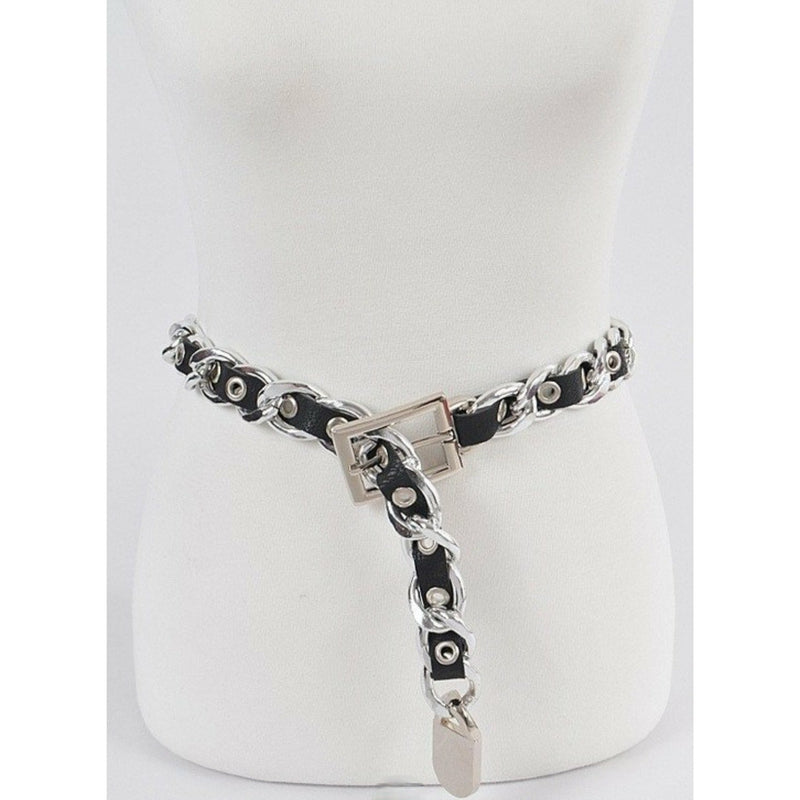 Black and Silver Chain Belt