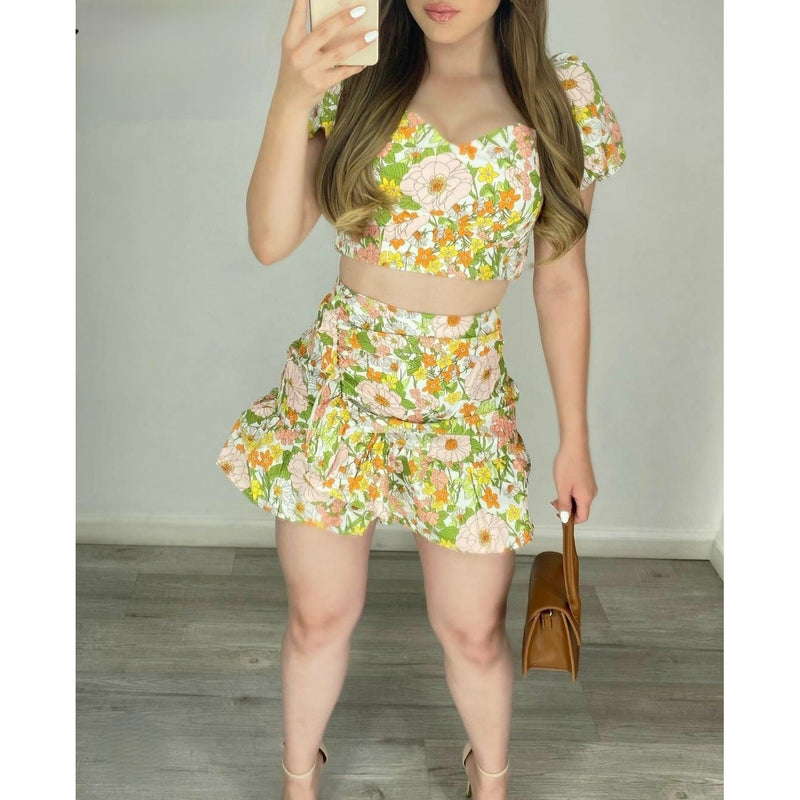 Floral Print Skirt Set