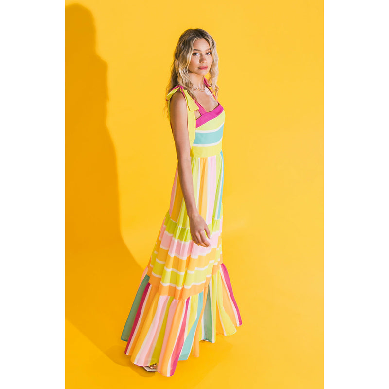 Lime Stripes Maxi Dress