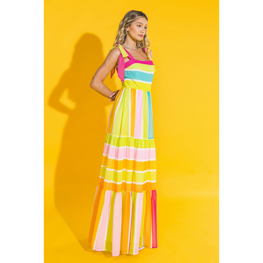 Lime Stripes Maxi Dress